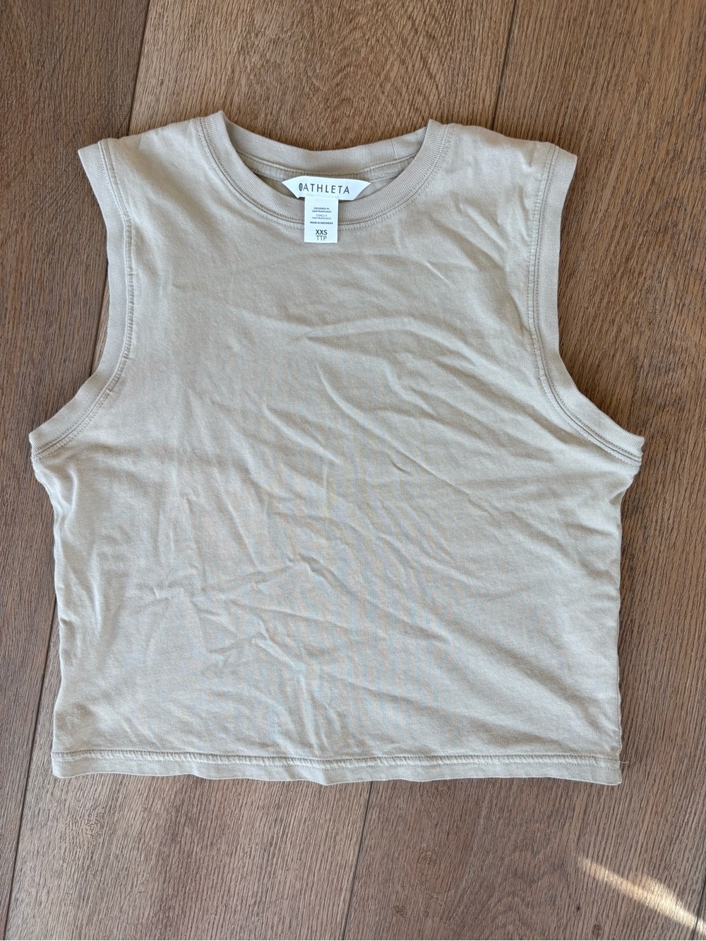 Athleta Sleeveless Crop Tank Top in Light Beige
